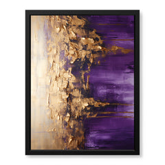 Abstract Beige & Purple Artwork With Golden Foil | Abstract Fashion Artwork #00680
