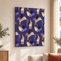 Tiger Portrait Design Over Pink & Purple Background | Abstract Fashion Artwork #00683