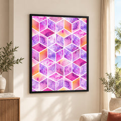 Beautiful Pink & Orange Geometric Artwork | Abstract Fashion Artwork #00686
