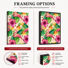 Beautiful Floral Design With Pink Birds | Abstract Floral Artwork #00687