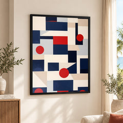 Abstract Red & Blue Geometric Shape Designs | Abstract Fashion Artwork #00688