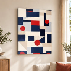 Abstract Red & Blue Geometric Shape Designs | Abstract Fashion Artwork #00688