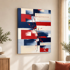 Abstract Red & Blue Geometric Shape Artwork | Abstract Fashion Artwork #00689
