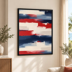Abstract Red & Blue Paint Stroke Artwork | Abstract Fashion Artwork #00690
