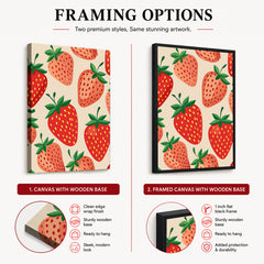 Strawberry Fruit Pattern Artwork Over Beige Background | Abstract Floral Artwork #00692