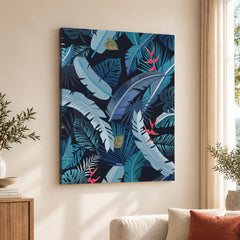 Green & Blue Exotic Leaves Artwork | Abstract Floral Artwork #00693