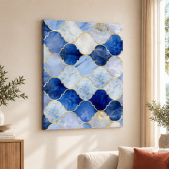 Blue & Gold Marble Style Quatrefoil Pattern | Abstract Signature Artwork #00697