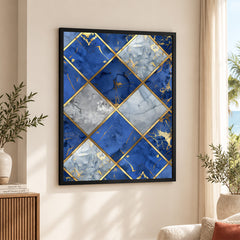 Blue Gray & Gold Geometric Style Pattern | Abstract Signature Artwork #00699