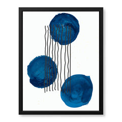 Black Lines Over Blue Paint Strokes With White Background | Abstract Office Artwork #0070