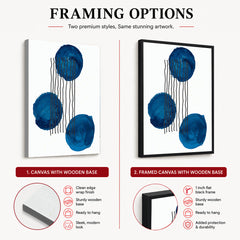 Black Lines Over Blue Paint Strokes With White Background | Abstract Office Artwork #0070
