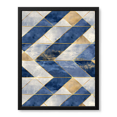 Blue & Gray Mystic Marble Style Pattern With Gold Lines | Abstract Signature Artwork #00701