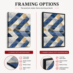 Blue & Gray Mystic Marble Style Pattern With Gold Lines | Abstract Signature Artwork #00701