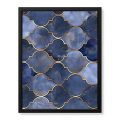 Blue Color Shades Mystic Marble Style Pattern With Gold Lines | Abstract Signature Artwork #00702