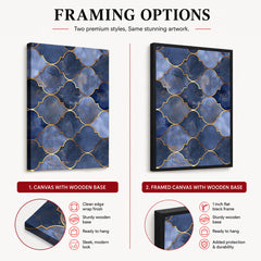 Blue Color Shades Mystic Marble Style Pattern With Gold Lines | Abstract Signature Artwork #00702