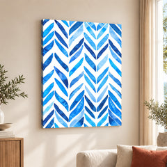 Blue and White Leaf Pattern Design | Abstract Floral Artwork #00704