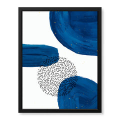 Black Lines Over Blue Paint Strokes With White Background | Abstract Office Artwork #0071