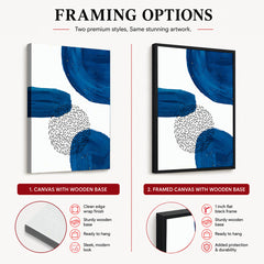 Black Lines Over Blue Paint Strokes With White Background | Abstract Office Artwork #0071