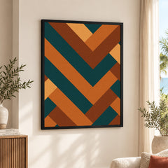 Blue Brown & Orange Abstract Pattern Design Artwork | Abstract Fashion Artwork #00715