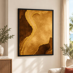 Mystic Marble Series Paint Stroke - Brown & Gold | Abstract Signature Artwork #00728