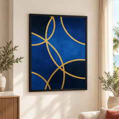 Mystic Marble Series Circle Shape - Blue & Gold | Abstract Signature Artwork #00733