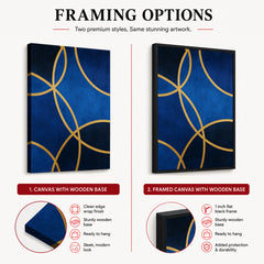 Mystic Marble Series Circle Shape - Blue & Gold | Abstract Signature Artwork #00733