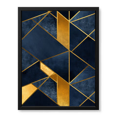 Mystic Marble Series Geometric Shape - Blue & Gold | Abstract Signature Artwork #00734
