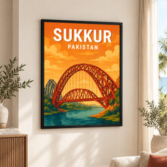 Sukkur Pakistan Illustration City Poster | Travel Artwork #00744