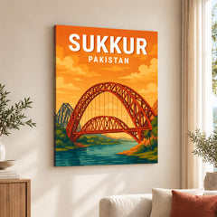 Sukkur Pakistan Illustration City Poster | Travel Artwork #00744