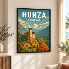 Hunza Northern Pakistan Illustration Poster | Travel Artwork #00752