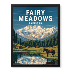 Fairy Meadows Northern Pakistan Illustration Poster | Travel Artwork #00756