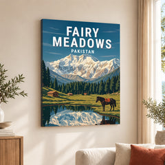 Fairy Meadows Northern Pakistan Illustration Poster | Travel Artwork #00756