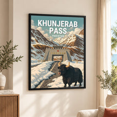 Khunjerab Pass Northern Pakistan Illustration Poster | Travel Artwork #00757