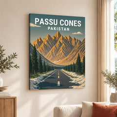 Passu Cones Northern Pakistan Illustration Poster | Travel Artwork #00763