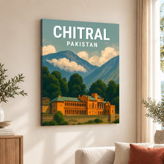 Chitral Northern Pakistan Illustration Poster | Travel Artwork #00764
