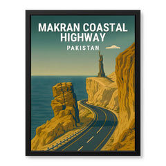 Makran Coastal Highway Pakistan Illustration Poster | Travel Artwork #00766