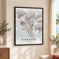 Karachi Beige Map - Minimalist City Map Series | Signature Artwork #00776
