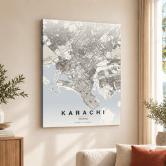 Karachi Beige Map - Minimalist City Map Series | Signature Artwork #00776