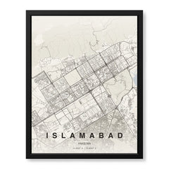 Islamabad Beige Map - Minimalist City Map Series | Signature Artwork #00778