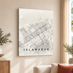 Islamabad Beige Map - Minimalist City Map Series | Signature Artwork #00778