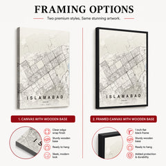 Islamabad Beige Map - Minimalist City Map Series | Signature Artwork #00778