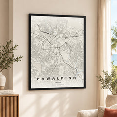 Rawalpindi Beige Map - Minimalist City Map Series | Signature Artwork #00779