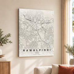 Rawalpindi Beige Map - Minimalist City Map Series | Signature Artwork #00779