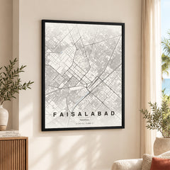 Faisalabad Beige Map - Minimalist City Map Series | Signature Artwork #00782