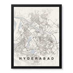 Hyderabad Beige Map - Minimalist City Map Series | Signature Artwork #00784