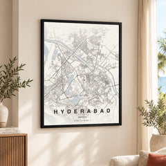 Hyderabad Beige Map - Minimalist City Map Series | Signature Artwork #00784