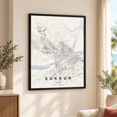 Sukkur Beige Map - Minimalist City Map Series | Signature Artwork #00785