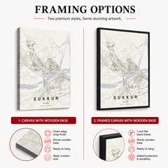 Sukkur Beige Map - Minimalist City Map Series | Signature Artwork #00785
