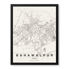 Bahawalpur Beige Map - Minimalist City Map Series | Signature Artwork #00786