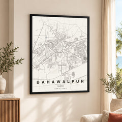 Bahawalpur Beige Map - Minimalist City Map Series | Signature Artwork #00786