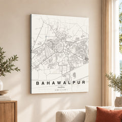 Bahawalpur Beige Map - Minimalist City Map Series | Signature Artwork #00786